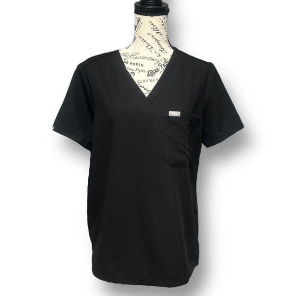 FIGS M Black Catarina Scrub Top FW1000 One Pocket Stretch Medical Uniform - Picture 2 of 10